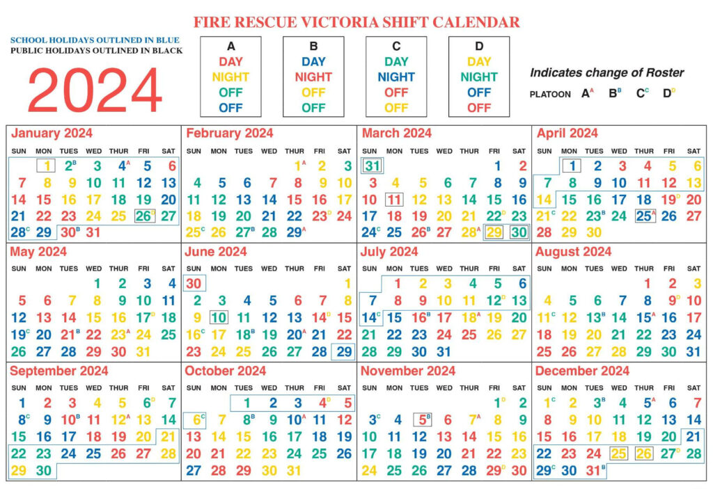 Shift Calendar – United Firefighters Union Of Australia – Victoria Throughout Printable Firefighter Shift Calendar 2025