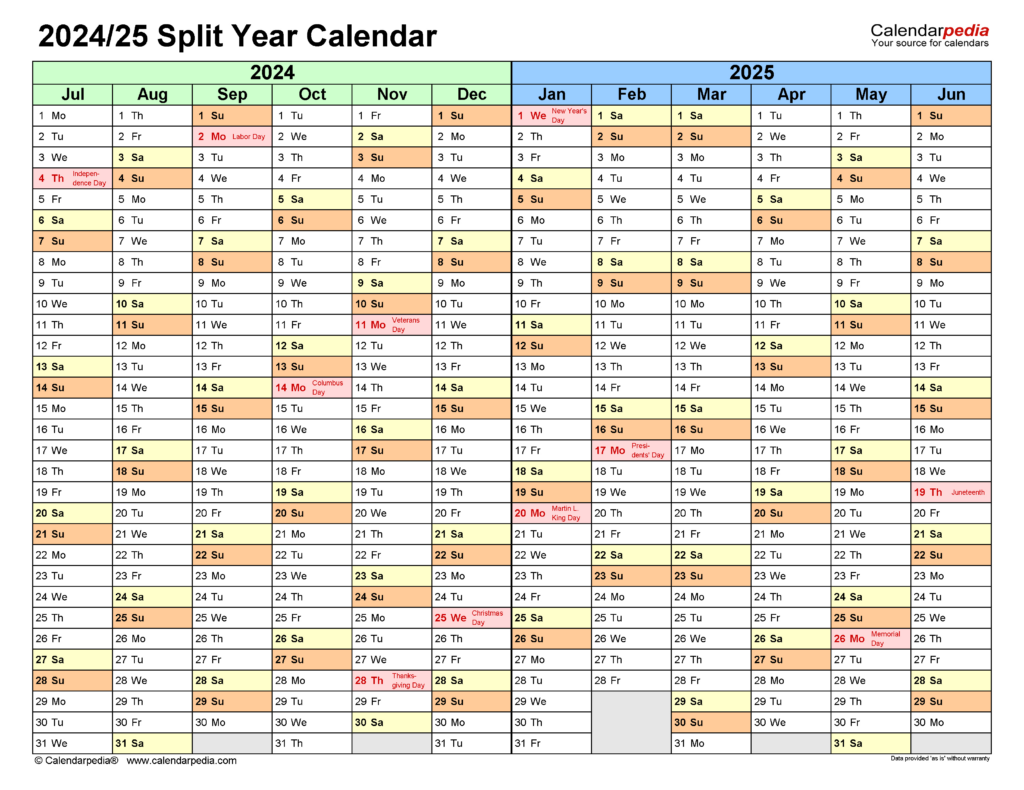 Split Year Calendars 2024/2025 (July To June)   Pdf Templates In Calendar July 2024 To June 2025 Printable