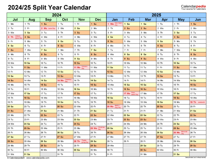 Printable Calendar July 2025 Through June 2025