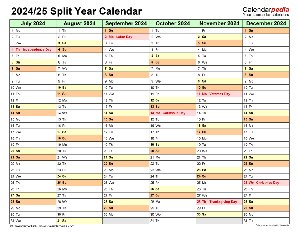 Split Year Calendars 2024/2025 (July To June)   Pdf Templates Regarding September 2024 To June 2025 Calendar Printable Free