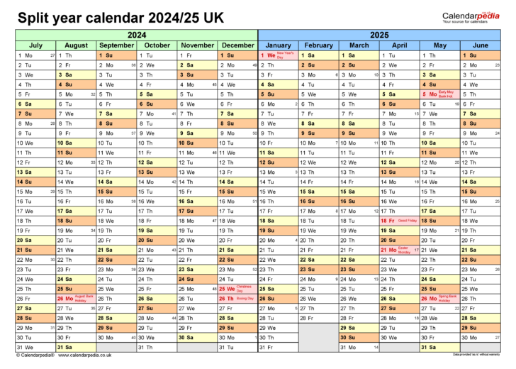 September 2024 to June 2025 Calendar Printable Free