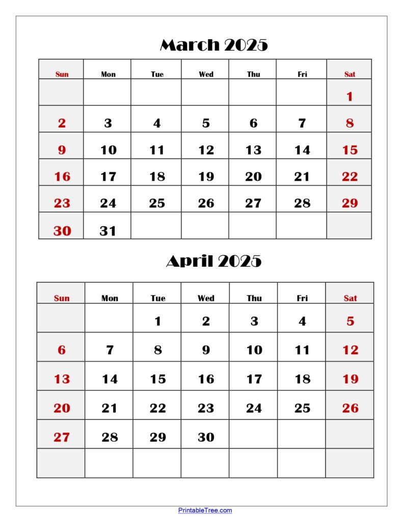 Two Months Calendar 2024-2025 Printable Pdf | Double Month Calendar with regard to Printable Calendar March And April 2025