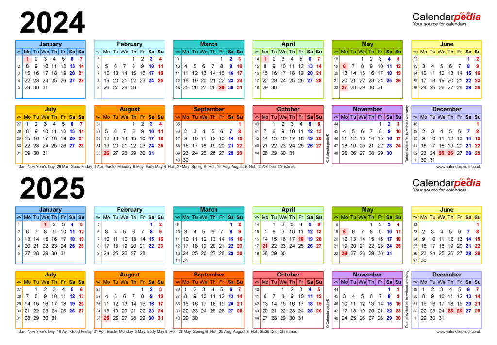 Two Year Calendars For 2024 And 2025 (Uk) For Pdf For Two Year Calendar 2024 And 2025 Printable