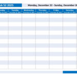 Week 52 2025: Dates, Calendar And Weekly Schedule To Print With 52 Week Calendar 2025 Printable