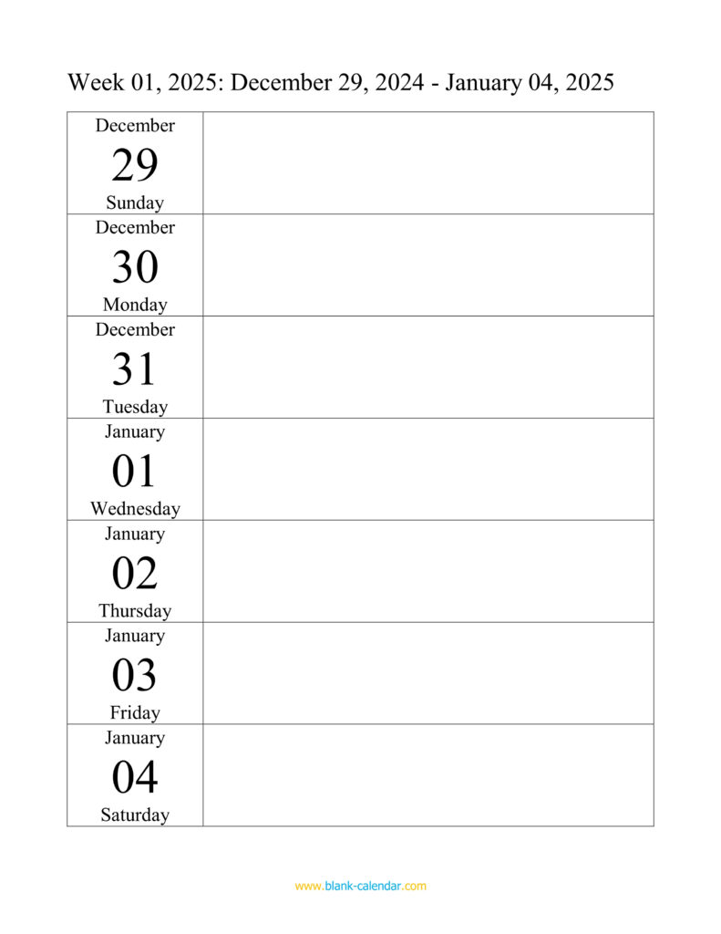 Weekly Calendar 2025 (Word, Excel, Pdf) Throughout 2025 Weekly Printable Calendar