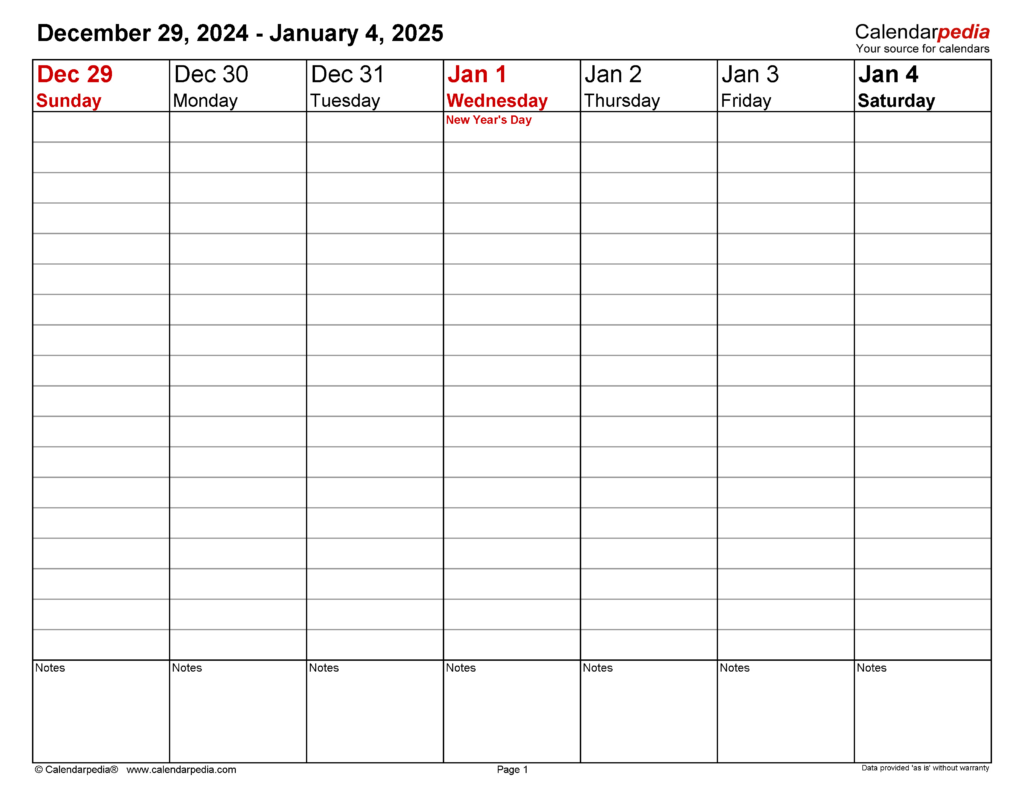 Weekly Calendars 2025 For Pdf   12 Free Printable Templates For 2025 Printable Weekly Calendar