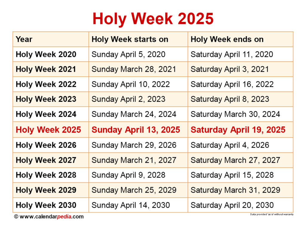 When Is Holy Week 2025? For Lent 2025 Calendar Printable