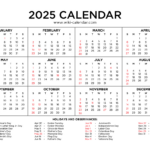 Year 2025 Calendar Printable With Holidays   Wiki Calendar Within Printable Calendar For Year 2025 United States