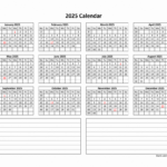 Yearly 2025 Calendars For 2025 Calendar Printable With Notes