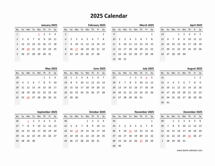 Free Printable Blank 2025 Calendar